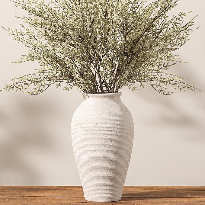 Vanselia Ceramic Flower Vase Home Decor - Large Tall Farmhouse Table Vases Rustic Vintage Living Room Kitchen Bedroom Decorations for House Book Shelf Office Coffee Desk Dining Fireplace (11" Rustic)