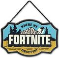 Fortnite Where We Droppin Hanging Wood Wall Decor - Fun Fortnite Sign for Bedroom or Game Room