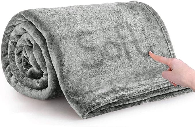 MOONLIGHT20015 Fleece Blanket Queen Size - Super Soft Fuzzy Light Grey Throw Blanket for Couch and Sofa - Lightweight Luxury 400 GSM Microfiber Fluffy Bed Blankets and Throws, 90 x 90 Inches