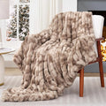 Touchat Ruched Faux Rabbit Fur Blanket, 700 GSM Luxury Dual-Sided Soft Cozy Blanket, Fuzzy Fluffy Plush Throw for Bed, Couch and Sofa - 60"x80", Tie-dye Brown