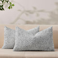 Allorry Decorative Couch Throw Pillow Covers 12x20 Set of 2 Blue Striped Soft Wool Pillow Covers Neutral Textured Boho Cushion Covers for Modern Farmhouse Sofa Bedroom Living Room Decor SY012-C12