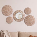 Wesiti 5 Pcs Christmas Wall Art Decor Boho Mother of Pearl Mirror Wall Decor Handmade Bohemia Hanging Plates Art for Bedroom Bathroom Decoration