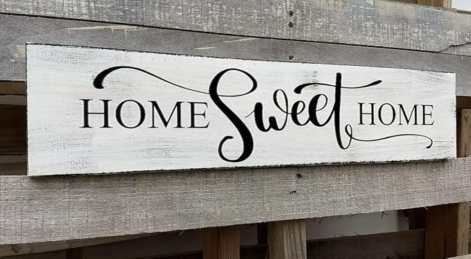 Home Sweet Home Signs Wall Decor Modern Farmhouse Rustic Wall Signs,Master Bedroom Signs Wall Decor Above Bed Framed Hanging Plaques Family Signs Home Decorative for Living Room 6x18 Inch