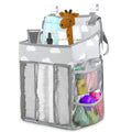 Diaper Caddy Hanging Diaper Caddy Organizer, Hanging Nursery Nappy Organiser Diaper Holder Caddy Stacker for Baby Girl Boy Crib Changing Table Playard Wall Baby Shower Gifts Bedside Storage Bag -Grey