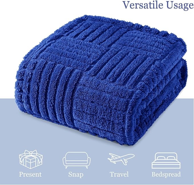 Whale Flotilla Lightweight Fleece Queen Size Blanket for Bed, Fuzzy Soft Blankets with Decorative Jacquard Pattern for All Season, Warm and Fluffy, 90x90 Inch, Blue