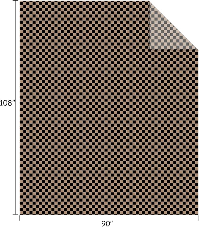 FY FIBER HOUSE Checkered Flannel Fleece Throw Blanket King Size Soft Cozy Checkerboard Grid Print Chessboard Pattern Blankets for Bed Couch Sofa, 90"x108", Black Brown