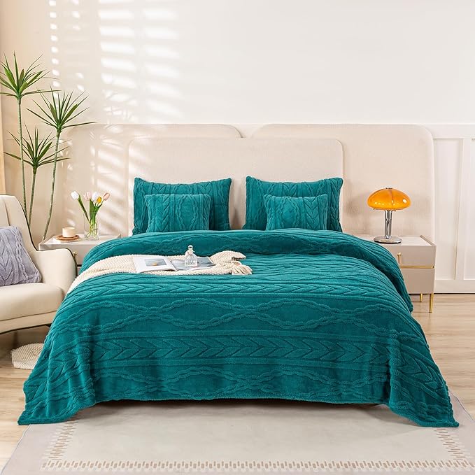 YUSOKI Queen Size Blanket Single Layer,Weight(4.4lb),370GMS-3D Stylish Design for Gift Home Decor (Teal,90"x90")