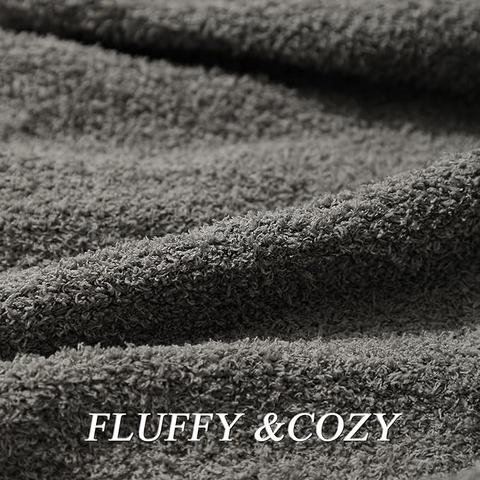 bearberry Super Soft Fluffy Throw Blanket Lightweight Cozy Warm Throw Blankets for Couch Bed Sofa All Season (Dark Grey, 40”x50”)