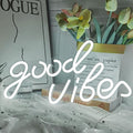 Good Vibes Neon Sign White Good Vibes Neon Lights USB Operated Aesthetic LED Signs for Bedroom Wall Decor Birthday Party Wedding Salon Bar Home Girl Cave