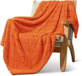 Whale Flotilla Fuzzy Fleece Throw Blanket for Couch, Bed, Soft Fluffy Jacquard Waffle Blankets for All Season, Lightweight and Warm, 50x60 Inch, Burnt Orange