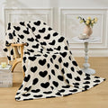 FY FIBER HOUSE Heart Flannel Throw Blanket Soft Cozy Blankets for Lover Gifts All Season Use, 60x80 Inches, Black White
