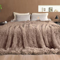 Pawque Faux Fur Blankets Queen Size Fluffy Soft, Sherpa Fleece Luxury Decorative Warm Cozy Throw for Sofa Couch Bed, Breathable & Washable, Brown / 90x90 inches