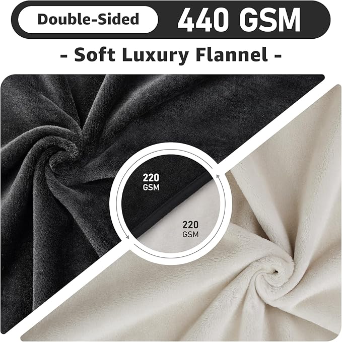 LOOBANI Waterproof Dog Blanket for Bed: Liquid Pee Proof Pet Blankets for Medium Large Dogs Washable, 80" x 90", Black & Beige