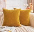 Throw Pillow Covers Mustard Yellow Set of 2 20x20 Inch Fall Pillow Covers, Soft Velvet Farmhouse Neutral Decorative Pillowcases for Couch Sofa Bed, Home Boho Decor, Modern Cushion Covers