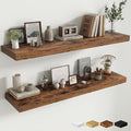 48 Inch Floating Shelves for Wall - 12 Inch Deep Fireplace Mantel Shelf - Wood Floating Shelf for Wall - Large Storage Shelves Wall Mount for Living Room & Bedroom - Rustic Brown - Set of 2