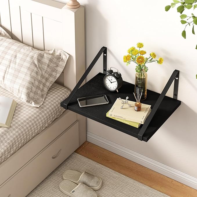 Fixwal Floating Shelves for Wall, 16.5 X 12 X 0.6in Black Shelves for Bedroom, Large Wall Shelf for Living Room, Kitchen, Bathroom, Laundry Room and Decor Storage
