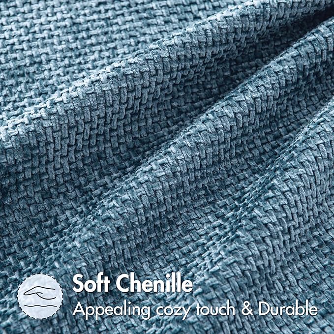 MIULEE Pack of 2 Blue Throw Pillow Covers 18x18 Inch Coastal Summer Modern Boho Accent Decorative Pillow Covers Soft Chenille Farmhouse Cushion Covers for Home Decor Couch Bed Sofa Living Room