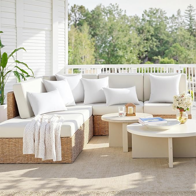 MIULEE 18x18 Outdoor Pillows,Set of 2 Throw Pillows Waterproof,Soft Support Throw Inserts Decorative Water Resistant for Patio Furniture and Garden
