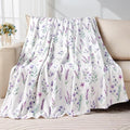 Purple Lavender Floral Throw Blanket Flower Botanical Throw Blankets Ultra Soft Cozy Flannel Throw Blanket Lightweight Fleece Fuzzy Plush Throw Blankets for Bed Chair Couch 60" X 80"