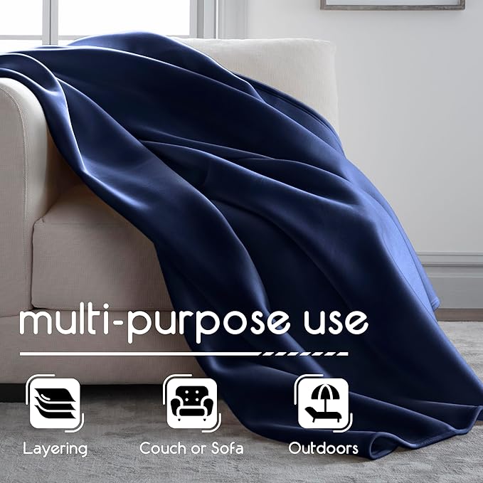 Vellux 1B07054 Original Insulating Core Hotel Style Solid Blanket Machine Washable Soft Cozy Warm Thermal Durable Pet Friendly All Seasons Layering Bed Sofa Blankets Navy Blue, Twin, Blue (Pack of 2)
