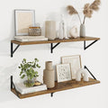 Axeman Deep Floating Shelves | 36 Inch Brown Wall Shelves Set of 2 | 10 Inch Deep Wood Floating Shelves for Wall | 36" W x 10" D Rustic Brown Shelves for Living Room Bathroom Kitchen