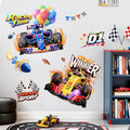 2 Racing Car Wall Decals for Boys Room Decor - Speeding Race Car Wall Stickers for Kids Toddles Teens Bedroom Nursery Playroom Classroom Decor