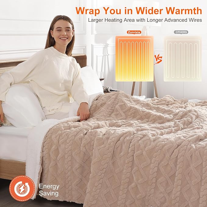 Heated Blanket Queen Size Electric Blanket - 84"x90" Washable Dual Control Heated Blankets for Bed with Fast Heating & Overheat Protection, 5 Heating Levels and 10 Hours Auto-off, Great Gifts (Beige)