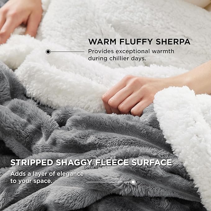Bedsure Sherpa Blanket Twin Size for Couch - Super Soft, Cozy Fleece Thick Warm Throw for Winter, GentleSoft Plush & Fluffy Gift Blanket for Men, Home Room Decor, Dark Grey, 60x80 Inches