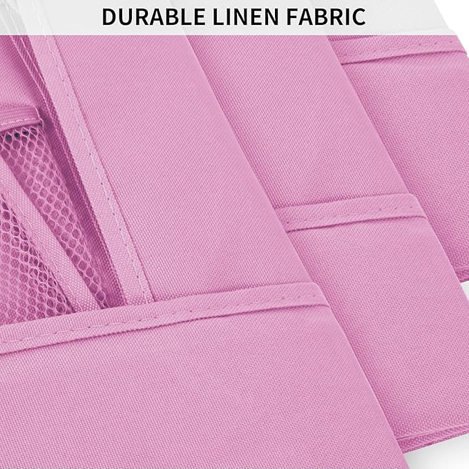 Joyfulife Bedside Caddy, 8 Pockets Organizer, Pink (Caddy for Bunk Beds), Waterproof Oxford Fabric, Durable, Hanging Mount, 19x11x4in, 1.0 Count