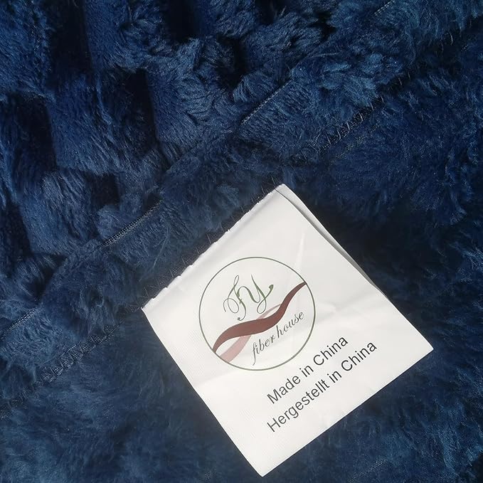 FY FIBER HOUSE Fleece Blanket Queen Size for Bed 300GSM Super Soft Plush Fuzzy Blankets and Throws for Sofa Couch Office, 90x90 Inches, Navy