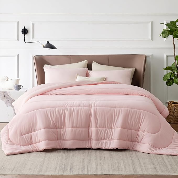 Bedsure Queen Comforter Set - Cooling and Warm Bed Set, ICY Pink Reversible Bedding for All Season, 3 Pieces, 1 Queen Size Comforter (88"x88") and 2 Pillow Cases(20"x26")