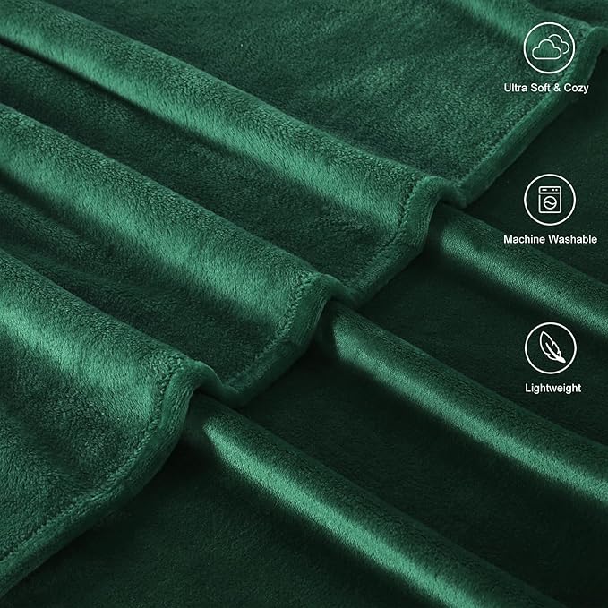 TASTHROW DarkGreen Throw Blanket 50x60 Inches, Soft Plush Cozy Fleece Flannel Throw Blanket, Lightweight Warm Throws for Bed, Couch, Bedroom and Living Room, All Seasons