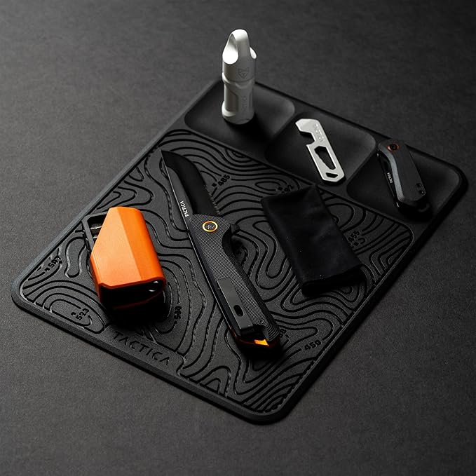 Tactica O.200 EDC Mat Catchall Tray, Durable TPU Valet Tray for Men, EDC Organizer for Earbuds Keys Wallet Phone, Desk and Bedside Table Organizer, Pocket Dump - 11in x 8.5in