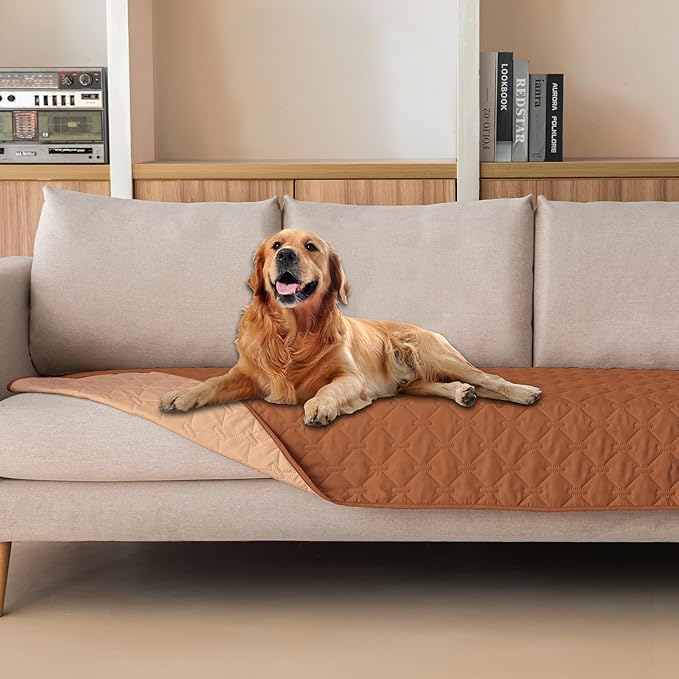 gogobunny 100% Double-Sided Waterproof Dog Bed Cover Pet Blanket Sofa Couch Furniture Protector for Puppy Large Dog Cat, Reversible (30x90 Inch (Pack of 1), Dark Pumpkin/Light Pumpkin)