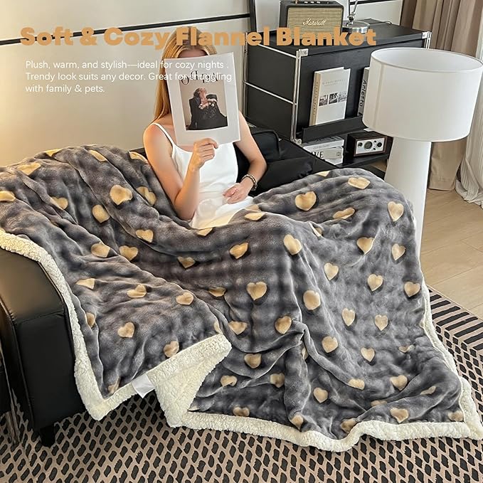 Fleece Bed Blanket, Twin Size 45 Inch × 60 Inch, Soft Plush Fluffy, Reversible Flannel Blanket for Sofa, Couch, Bed, All Seasons, for Women