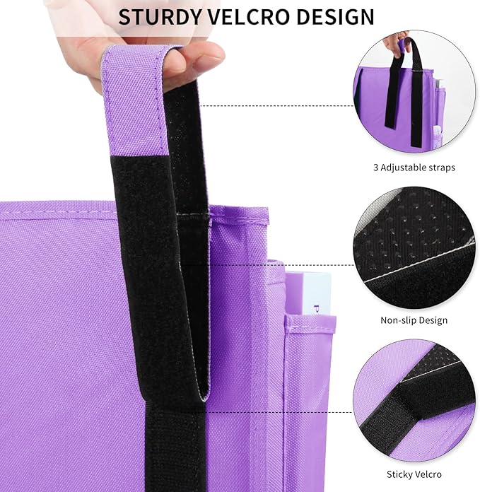 Joyfulife Bedside Caddy Bunk Bed Organizer Bedside Storage Organizer Hanging Bed Organizer Storage Bag Pocket for Bunk and Hospital Beds, College Dorm Rooms Baby Bed Rails Camp 8 Pockets (Purple)