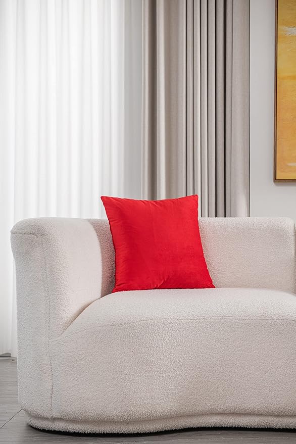 DEZENE Throw Pillow Covers 18x18 Christmas Red: Pack of 2 Cozy Soft Velvet Square Modern Luxury Decorative Throw Pillow Cases for Sofa Couch Living Room Bed Home Decor
