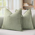 MIULEE Pack of 2 Sage Green Decorative Pillow Covers 26x26 Inch Soft Chenille Luxurious Couch Throw Pillows Farmhouse Cushion Covers Euro Shams Elegant Design for Sofa Bed Living Room Spring Decor