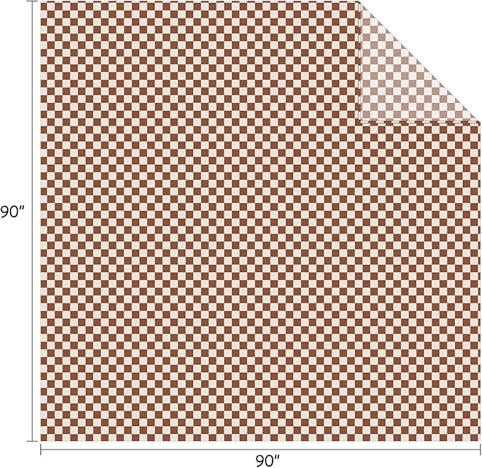 FY FIBER HOUSE Checkered Flannel Fleece Throw Blanket Queen Size Soft Cozy Checkerboard Grid Print Chessboard Gingham Pattern Blankets for Bed Couch Sofa, 90"x90", Khaki