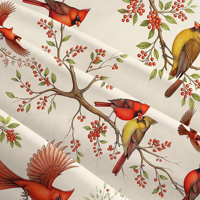 2 Pack Cute Red Cardinal Bird Throw Pillow Covers 18x18, Spring Easter Decorative Pillow Cases, Rustic Cushion Covers for Sofa Living Room Couch Bedroom, for Bird Lovers, Boho Home Decor