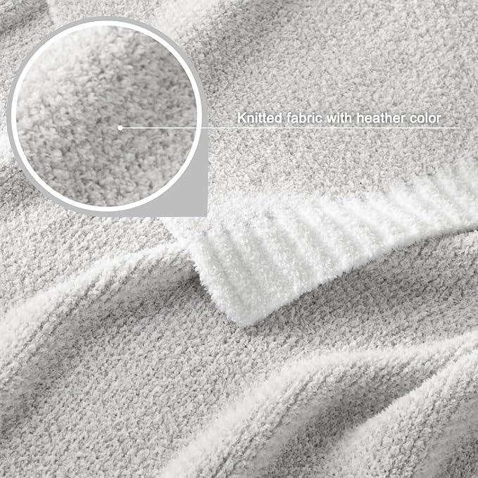 Whale Flotilla Knit Blanket Twin Size, Ultra Soft Warm Reversible Cozy Decorative Blankets for Couch Sofa and Bed, 60x80 Inch, Grey