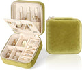 Plush Velvet Travel Jewelry Case Small Jewelry Box Jewelry Organizer Storage Case Portable Jewelry Travel Case for Girls Womens Earring, Necklace, Rings,Bracelets with Mirror
