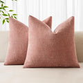 MIULEE Pack of 2 Decorative Throw Pillow Covers Soft Chenille Throw Pillows Solid Textured Cushion Covers for Spring Valentine's Day Couch Sofa Bedroom Living Room 20x20 Inch, Blush Dusty Pink