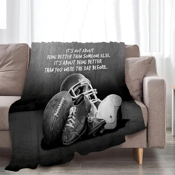 Sports Football Throw Blanket - Soft Warm Cozy Fleece for Boys Men Girls Women Kids Adults - Couch Sofa Bed 60"x50"