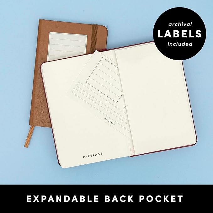 PAPERAGE Lined Pocket Journal Notebook, 2 Pack, (Burgundy), 160 Pages, Small Notebook, 3.6 inches x 5.6 inches - 100 GSM Thick Paper, Hardcover
