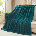 NEWCOSPLAY Twin Blanket for Couch Dark Teal Super Soft Flannel Fleece 3D Bubble Lightweight Bed Blanket All Season Use (Dark Teal, Twin(60"x80"))