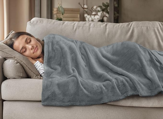 Utopia Bedding Cool Grey Fleece Blanket Queen Size Fuzzy Soft Anti-Static Microfiber Bed Blanket (90x90 Inch)