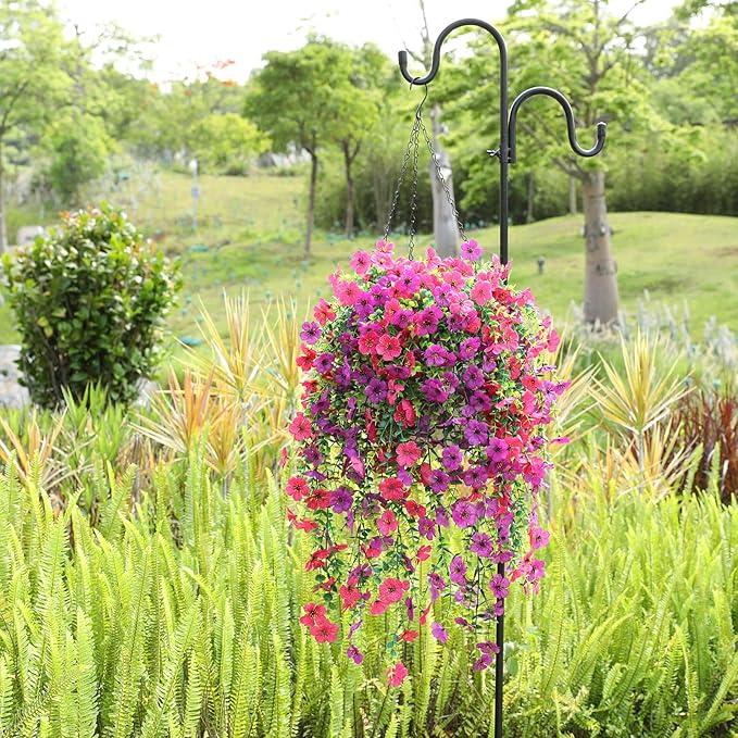 Artificial Flowers for Outdoors Spring Decor, 6 Bundles UV Resistant Realistic Fuax Silk Hanging Flowers, Fake Plants for Planter Indoor Outside Garden Porch Patio Balcony Yard Farmhouse