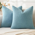 MIULEE Smoke Blue Couch Pillow Covers 18x18 Inch, Set of 2 Soft Chenille Decorative Square Throw Pillow Covers Summer Farmhouse for Sofa Living Room Bed