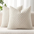 MIULEE Pack of 2 Decorative Throw Pillow Covers 26x26 Inch Soft Boho Striped Textured Corduroy Pillow Covers Modern Farmhouse Home Decor for Couch Bed Sofa Living Room Cream White
